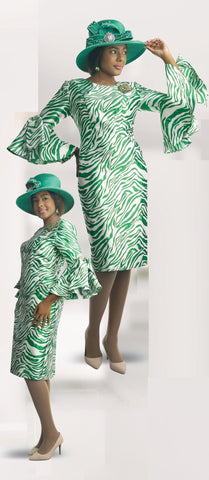 Lily & Taylor 4858 emerald green bell sleeve dress