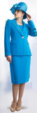 Lily & Taylor 4891 turquoise blue skirt suit