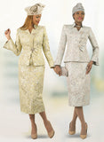 Lily & Taylor 5060 multi colored jacquard skirt suit