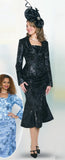 Lily & Taylor 5186 black sequin skirt suit