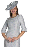 Lily & Taylor 5188 silver midi dress