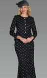 Lily & Taylor 5203 black lace skirt suit