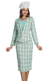 Lily & Taylor 5216 mint tweed skirt suit