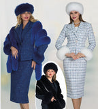 Lily & Taylor 5221 fur tweed skirt suit