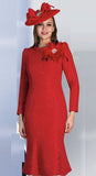 Lily & Taylor 5226 red tweed midi dres