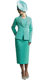 Lily & Taylor 622 green knit skirt suit