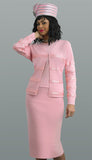 Lily and Taylor 730 pink knit skirt suit