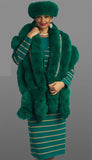 Lily and Taylor 747 emerald green knit skirt suit