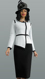 Lily & Taylor 758 Silver Knit skirt suit
