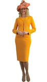 Lily & Taylor 769 dark yellow knit skirt suit