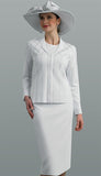 Lily and Taylor 770 White Knit Skirt Suit