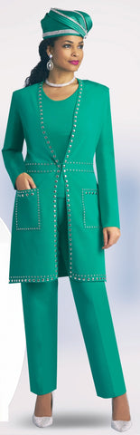 Lily & Taylor 783 green pant suit