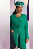Lily & Taylor 783 emerald green knit pant suit