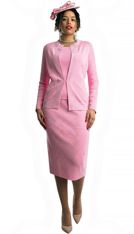 Lily & Taylor 793 pink skirt suit