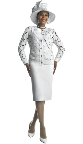 Lily & Taylor 800 white skirt suit