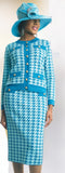 Lily & Taylor 802 turquoise blue skirt suit