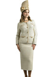 Lily and Taylor 840 champagne knit skirt suit