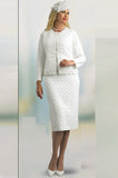 Lily & Taylor Ivory Knit skirt suit