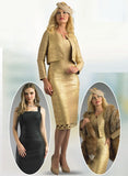 Lily & Taylor 883 gold knit jacket dress