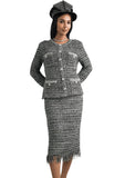 Lily & Taylor 889 silver skirt suit