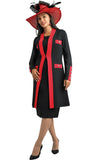 Lily and Taylor 891 red knit skirt suit