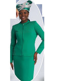 Lily & Taylor 906 emerald green knit skirt suit