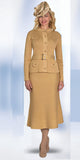 Lily & Taylor 922 gold knit skirt suit