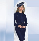 Lily & Taylor 922 navy blue knit skirt suit