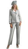Lily and Taylor 2667 silver silky twill skirt suit