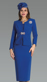 Lily & Taylor 3052 crepe royal blue skirt suit