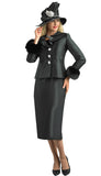 Lily and Taylor 4969 black silky twill skirt suit