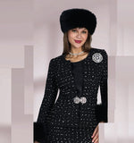 Lily & Taylor 5085 black tweed skirt suit