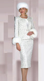 Lily & Taylor 5085 ivory tweed skirt suit