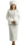 Lily and Taylor 5085 ivory tweed skirt suit
