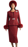 Lily and Taylor 5085 wine tweed skirt suit