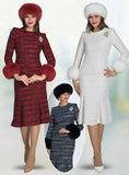 Lily & Taylor 5086 boucle faux fur cuff dress