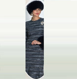 Lily & Taylor 5086 navy blue midi dress