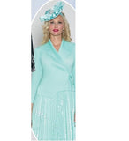 Lily & Taylor 5092 mint pleated maxi dress