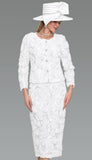 Lily & Taylor 5145 white lace skirt suit