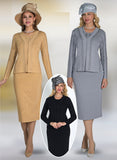 Lily & Taylor 651 black knit skirt suit