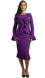 Lily and Taylor 824 purple knit skirt suit