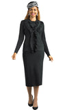 Lily and Taylor 833 black knit skirt suit