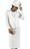 Lily and Taylor 833 white knit skirt suit