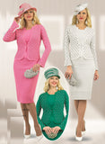 Lily & Taylor 838 rhinestone embellished knit skirt suit