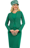 Lily & Taylor 838 emerald knit skirt suit