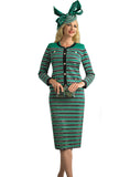 Lily & Taylor 839 emerald knit skirt suit