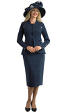 Lily & Taylor 843navy blue skirt suit