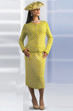 Lily & Taylor 853 Kiwi green knit skirt suit