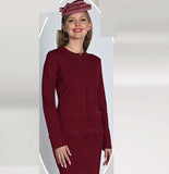 Lily & Taylor 855 burgundy skirt suit