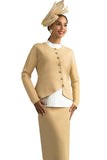 Lily and Taylor 861 gold knit skirt suit